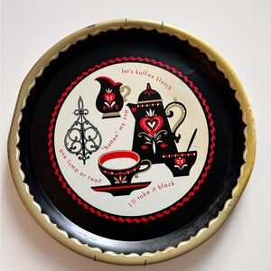 16” Midcentury Metal Tray Theme Koffee Klatch with wall hanger